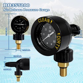 YOZYU R0357200 Air Gauge Release Valve Assembly Replacement for Zodiac Jandy Pool and Spa Filters Compatible with CV & CL, DEV & DEL, JS Series，1/4" mpt, 0-60psi