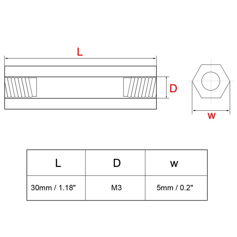 sourcing map 20pcs Brass Straight PCB Pillar Female Thread Hex