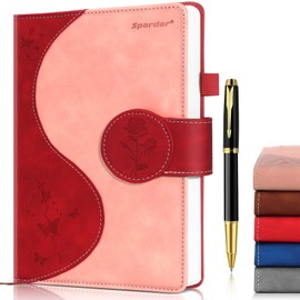 Spardar Hardcover Notebooks with 300 Pages, Thick Ruled Notepad with 80 GSM Paper, A5 Notebook, Hardback Notebook for Women, 5.7 x 8.4 inches (Red)