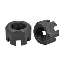 sourcing map M24x1.5mm Hexagon Slotted Nut, Grade 4.8 Carbon Steel Hex Nuts Good for Machinery Repairing, Black, 4Pcs
