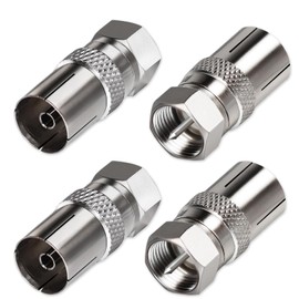 4pcs F Type Connector Coaxial Cable Connectors, Rotatable RF Female for TV Aerial Lead Splitter Adapter, Zinc Alloy Nickel Plated for Cable TV Set-Top Box