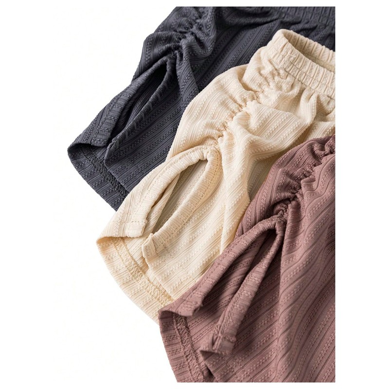 SHENHE Women's 3 Pack Soft Pajama Shorts Elastic Waist Solid