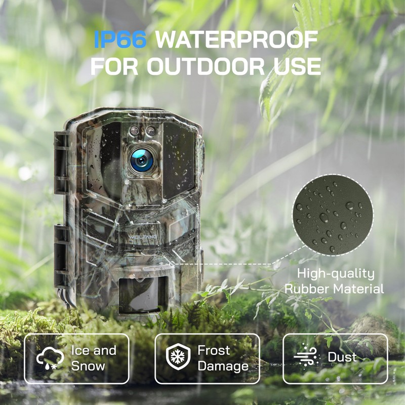 WOLFANG Wildlife Camera 64MP 4K HD, WiFi Bluetooth Trail Camera,