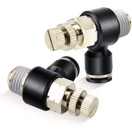 TAILONZ PNEUMATIC Pack of 5 SL8-01 Air Line Connection for Plug-In Air Flow Control Valve 8 mm or 1/8 Inch BSP Angle 90 Degree Air Speed Control Valve Fitting