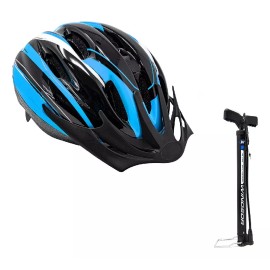 Windsor Casco De Bicicleta Unisex + Bomba Para Bicicleta Color Azul Talla 54/58