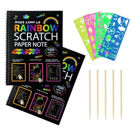 Eommmgl Scratch Art Paper for 4-12 Kids，2 Pack Rainbow Notebooks ，Best Arts and Crafts Gift for Stocking Stuffers，Birthday，Classroom Activities ，Party Travel Games