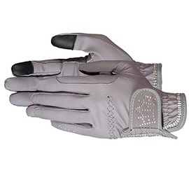PFIFF Crystal Crown 102599 Riding Gloves with Rhinestones Grey 12