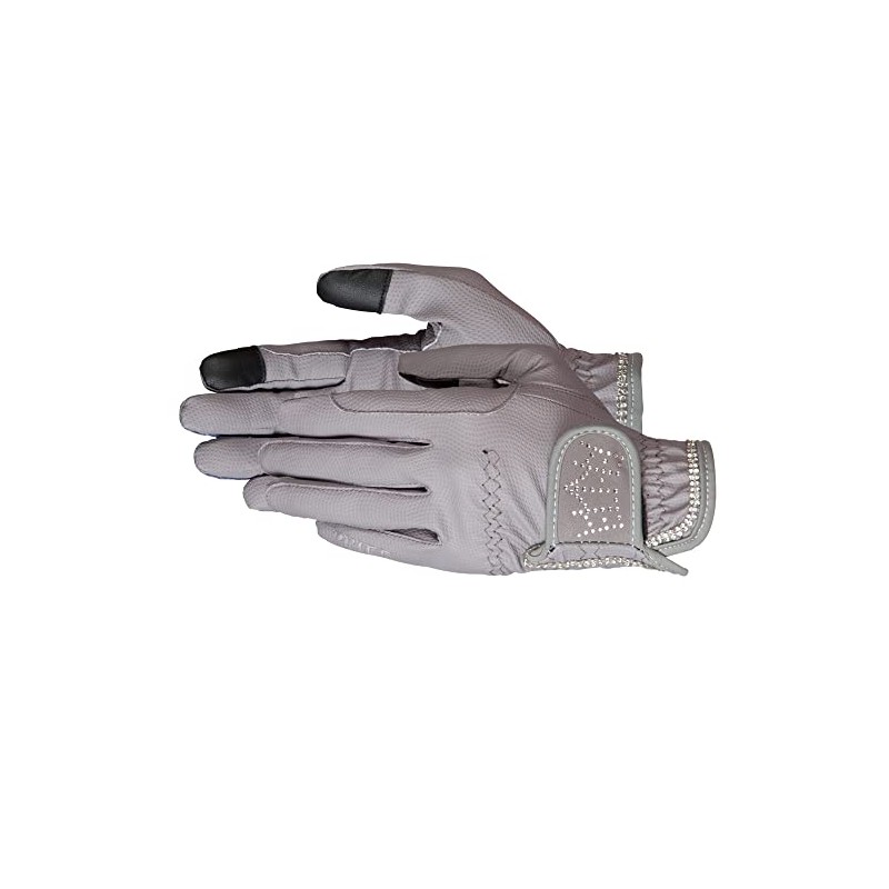 PFIFF Crystal Crown 102599 Riding Gloves with Rhinestones Grey 12
