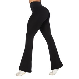 Sunzel Flare Leggings, Crossover Yoga Pants with Tummy Control, High Waisted and Wide Leg, No Front Seam Black XX-Large 32" Inseam