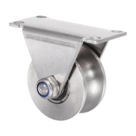 QUARKZMAN 1 x U-Groove Roller 2.28 Inch 201 Stainless Steel Sliding Gate Double Castors with Bracket for Inverted Rail, Industrial Machinery
