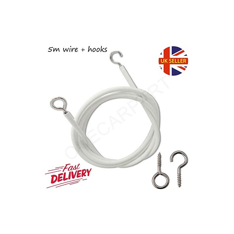 Parlex 5m White Net Curtain Wire Cord For Straight &