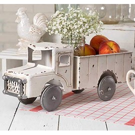 Vintage White Rustic Truck Planter Decorative Tabletop Storage