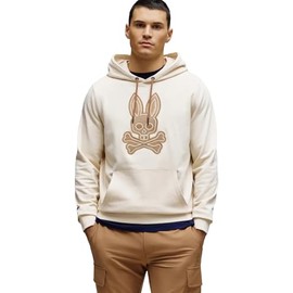 Psycho Bunny Ryder Embroidered Bunny Patch Hoodie (White Cap Grey, L)