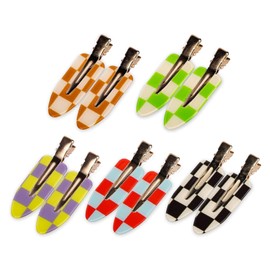 10Pcs Acrylic Resin Flat Styling Clip Chessboard Style Bangs Hair Clips No Crease No Bend Hair Clips Bang Creaseless Duckbill Hair Clips For Women Girls