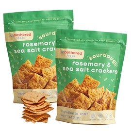 Unbothered Foods Rosemary & Sea Salt Sourdough Crackers - Gut-Friendly & Easy to Digest, Non-GMO, No Added Sugar, Nut-Free, Perfect for Cheese & Snacks, 100% Naturally Fermented (2-pack)