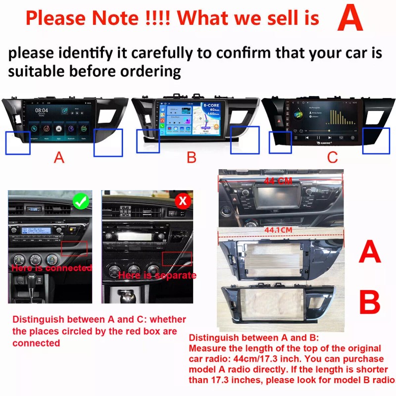 Fortdows 10.1'' For Toyota Corolla 2014-2016 Apple Carplay Android12 Car