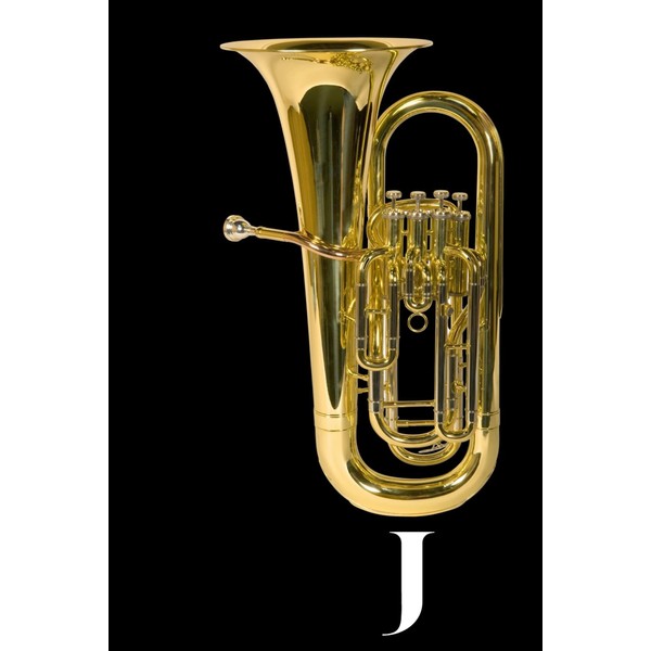 J: Tuba Brass Instrument Themed Monogram Letter "J" Initial Notebook