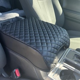 Zxiaochun Center Console Cover for Ford F150 2015-2020, F250 F350 F450 2017-2022 and Expedition 2018-2024 Leather Arm Rest Box Lid Middle Console Cover Armrest Box Protective Cover(Bucket Seat Only)