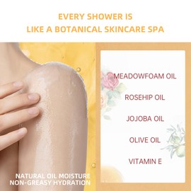 Nougat Pampered Shower Oil, Makeup & Sunscreen Removal, Free-from Formular, Oil-to-Milky Lather, Cleanse Without Drying with Luxury Botanical Oils, Delicate Perfume