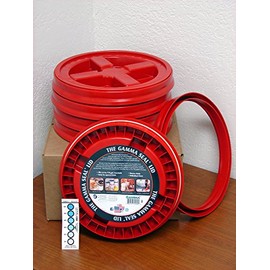 Gamma Seal Lid, Red, 5 Pack - New! - Boxed! - 5 Gallon Bucket Lids (Fits 3.5, 5, 6, & 7 Gal.) Storage Container Lid