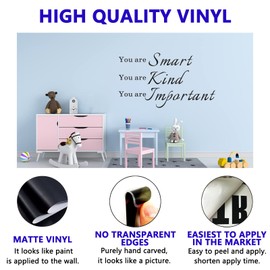 Wall Art Stickers, Wall Stickers Living Room, (Easy to Install), Wall Decals Quotes Inspirational Kids Boys Girls Baby Bedrooms Nursery Office Teens Words Home Art Decor Vinyl, You are Smart 28"X16"