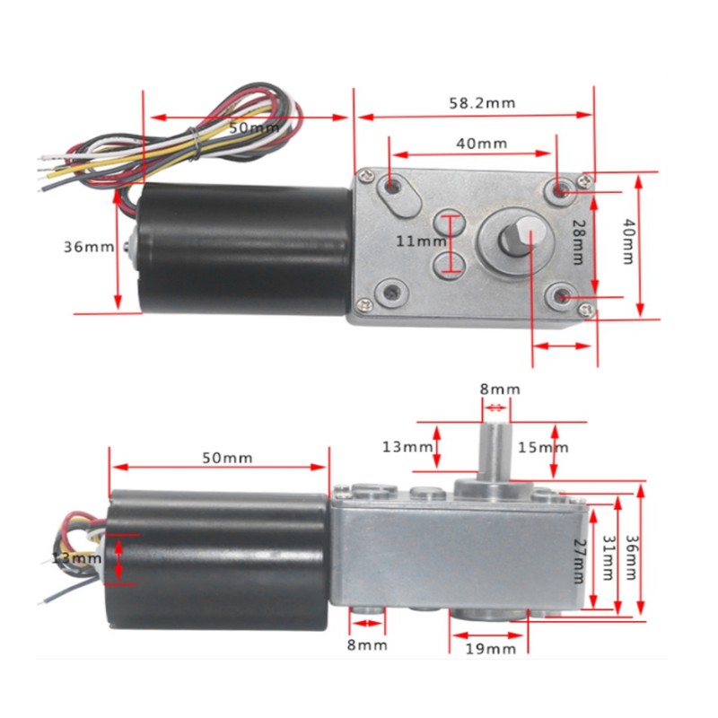 DC Brushless Worm Gear Motor High Torsion Low Noise Turbine