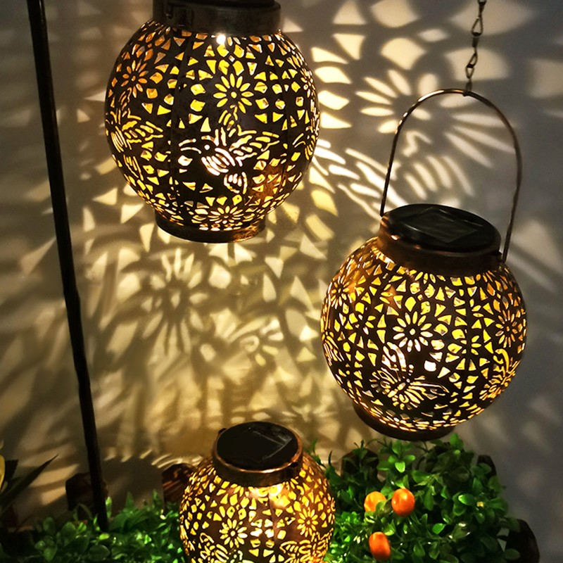 Patio Lawn Spherical Skeleton Projection Lamp Metal Butterfly Dragonfly Hummingbird