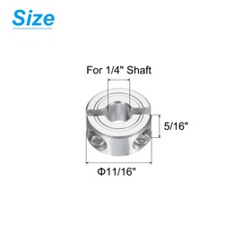 uxcell Double Split Clamp-On Shaft Collar for 1/4" Shaft, Two-Piece Clamping Collar 11/16" OD, 5/16" Thickness, Aluminum Alloy Set Screw Split Collar Clamp