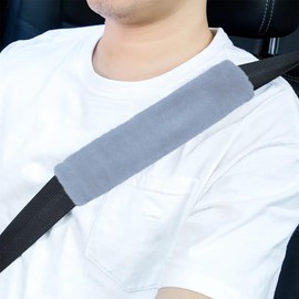 Wedcool 2PCS Car Seat Belt Cover, Seat Belt Pad Cushion, Shoulder Strap Protectors, Soft Plush Car Seat Belt Shoulder Pads, Fluffy Shoulder Pads, Universal Seat Strap Cover for Cars (Gray)