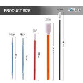 AAwipes Cleanroom Foam Tip Swab Set (5 Various Colors & Styles, 100 Pack) - Assorted Multi-Use Cleaning Swabs for Camera, Optical Lens, Arts & Crafts, Painting, Gun, Printer, Auto Detailing (FC502)