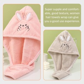 Genérico Gorro Toalla para Secar Cabello Mojado, 2 Piezas de Poliéster Diseño Práctico y Portátil, Cómodo y Agradable al Tacto, Uso de Viaje, Estilo Sencillo, para Mujeres y Niñas