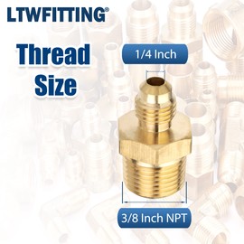 LTWFITTING Assortment Kit Tube OD (1/4-Inch 5/16-Inch 3/8-Inch 1/2-Inch) x 3/8-Inch Male NPT Brass Flare Connector Set (Pack of 20)