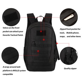 ArcEnCiel Motorcycle Backpack Tactical Military Bag Army Assault Pack Rucksacks for Outdoor Hiking Camping Trekking Hunting with Patch - Rain Cover Included (Black)