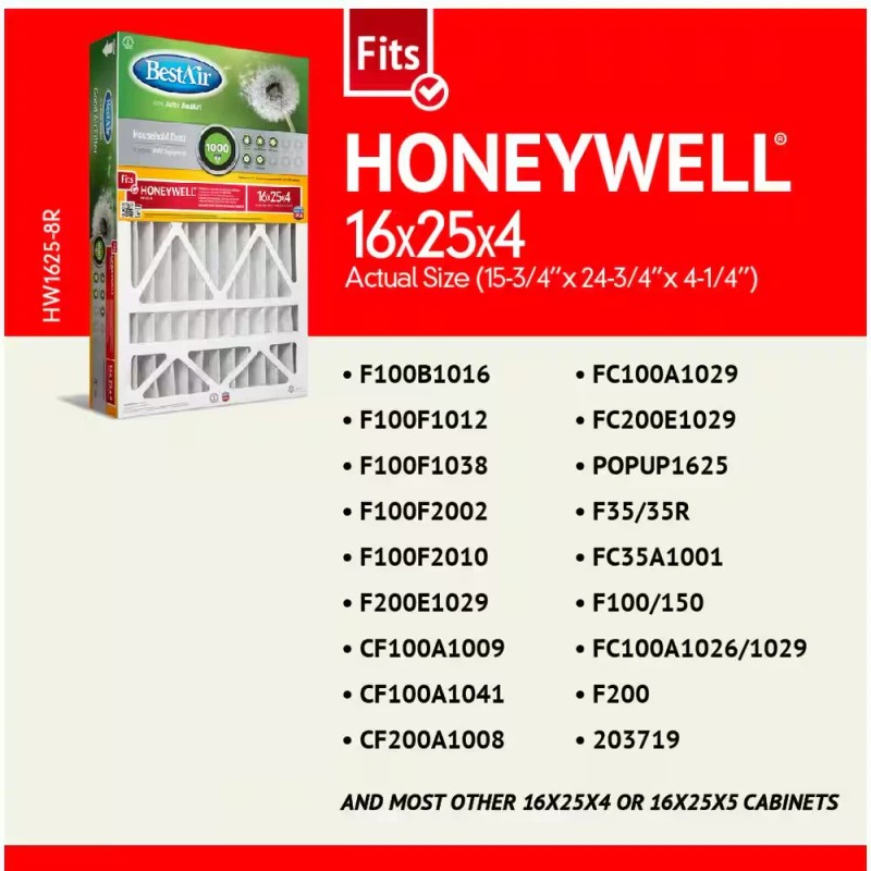 BestAir 16 x 25 x 4 Honeywell FPR 4 Air