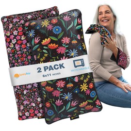 SunnyBay Small Microwave Heating Pad, Microwavable Versatile Cold/Heated Neck and Shoulder Wrap for Back Pain and More, Moist Heat Cotton-Fleece Pad, 6x11 Inches, Meadow & Melody Flowers, Pack of 2