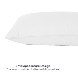 Microfiber White Pillow Cases Set of 2 King Size Bed Pillow Covers Ultra Soft (20 x 40) Inches Solid Pillowcases with Open Closure, Machine Washable