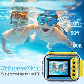 GKTZ Kids Camera - Underwater Camera Birthday Gifts for Girls Boys Children Digital Waterproof Camera with 32GB SD Card, Pool Toys for Kids Age 3-12 (Blue)