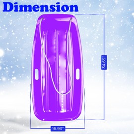 Slippery Racer Downhill Sprinter Flexible Kids Toddler Plastic Cold-Resistant Toboggan Snow Sled with Pull Rope and Handles -35 Inch (Purple, 3 Pack)