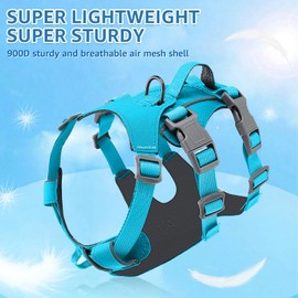 SlowTon No Pull Dog Harness - Lightweight Escape Proof Dog Harness with Handle, Adjustable Reflective Dog Vest Harness for Small Medium Large Dogs Easy Walking, Training, Hiking (Blue,XS)