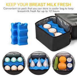 NCVI Breastmilk Cooler Bag with Ice Pack-Double Layer, Insulated Baby Bottle Bag Fits 6 Bottles, Up to 9 Ounces for Nursing Mother Breast Pump Bag Backpack (Black)