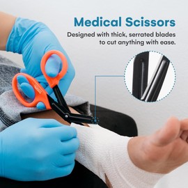 Madison Supply Medical Scissors, EMT and Trauma Shears - 7.5 Inch Quality Stainless Steel Bandage Scissors - Fluoride-Coated with Non-Stick Blades - 2 Pack (Orange/Red)