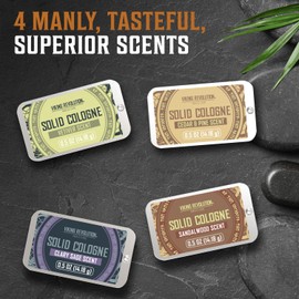 Viking Revolution 4 Pack Mens Solid Colognes 0.5 Oz - Men Solid Perfume with Cedar Wood, Clary Sage, Vetiver, Sandalwood Cologne for Mens - Travel Cologne Wax Gifts for Men