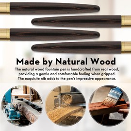 Amaxiu Luxury Wooden Fountain Pens Set, Fine Nib Wood Fountain Pen Vintage Wooden Pen with 12 2.6 mm Ink Cartridges and Gift Box for Journaling Business Office Supplies(C)