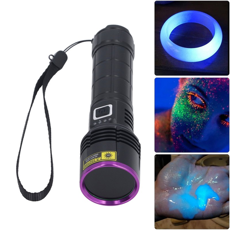 365nm UV Flashlight USB Rechargeable Portable Ultraviolet Torch Light Pet