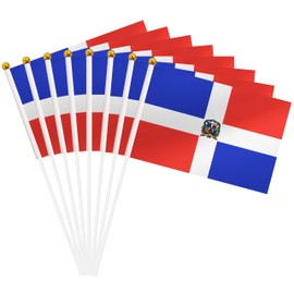 25 Pack Dominica Hand Held Flag, Dominican Small Mini Stick Flag, National Country Flag, Outdoor Decoration, Party Decorations, Festival Events, Celebration, International Festival, Supplies For Parades (Dominica)