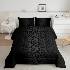 Feelyou Leopard Comforter King Size Cheetah Print Comforter Set for Boys Girls Black Wild Animal Bedding Set Room Decor Safari Duvet Set 3Pcs Boys