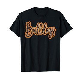 Bulldogs School Spirit Orange Black Faux Sequin Teacher T-Shirt