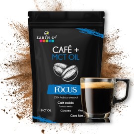 Earth Co | Café + MCT Oil Focus | Con MCT Oil, Cúrcuma | Café Keto | Café molido | 500g. Cafe con MCT