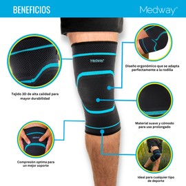 MEDWAY | Rodillera Elástica Deportiva Premium Color Negro - Azul