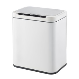 ELPHECO Stainless Steel Office Trash Can Motion Sensor Garbage Can Touchless Smart Trash Can Automatic Waste Bin for Kitchen, Office, Bathroom (White, 3.5 Gallons), 3AA